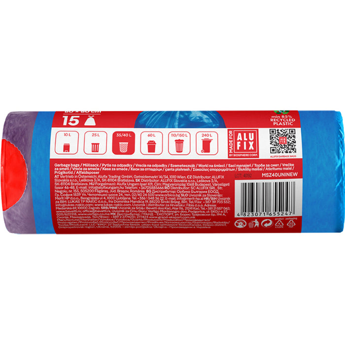 GARBAGE BAGS 60L 15PCS LDPE ALUFIX PREMIUM