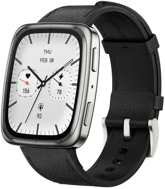 Amazfit Active 2 (Square) NFC, 44mm with Premium Leather Strap, Black EU W2434GL2N