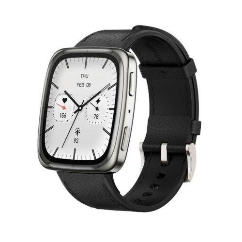 Amazfit Active 2 (Square) NFC, 44mm with Premium Leather Strap, Black EU W2434GL2N