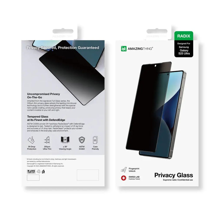 AmazingThing Radix Privacy Glass Privacy Tempered Glass for Samsung Galaxy S25 Ultra - Cell phone tempered