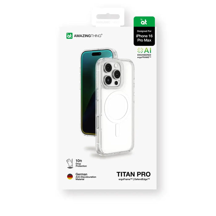 AmazingThing Titan Pro Mag Case with Magnetic Ring for iPhone 16 Pro Max - Transparent - Cell phone cases