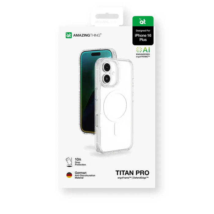 AmazingThing Titan Pro Mag Case with Magnetic Ring for iPhone 16 Plus - Transparent - Cell phone cases