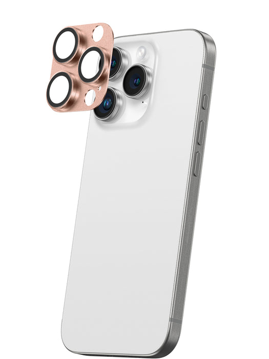 AmazingThing Aviation-Grade Alloy Tempered Glass Lens for iPhone 16 Pro / 16 Pro Max Camera Lens - Rose Gold