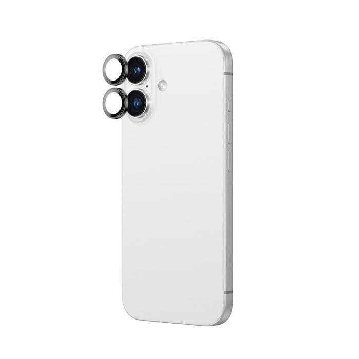 AmazingThing AR Aluminum 2 Lens Glass with Camera Lens Frame for iPhone 16 / 16 Plus - Black