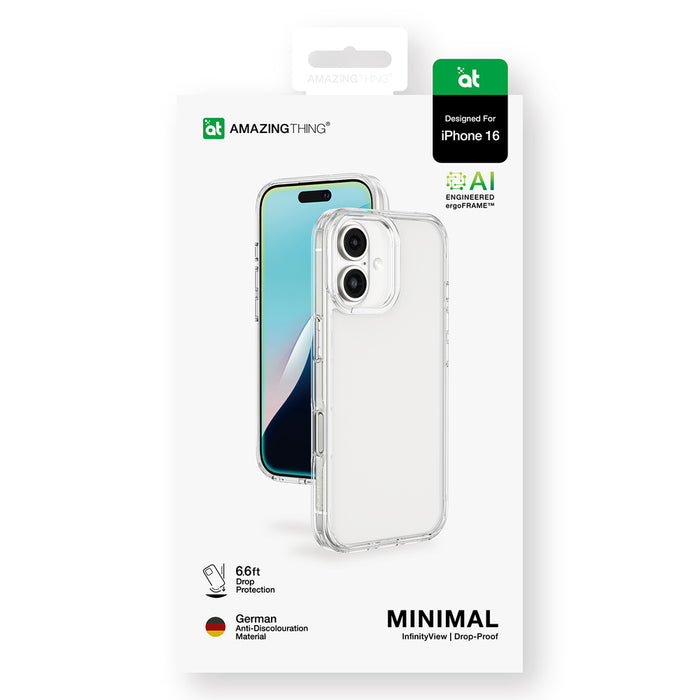 AmazingThing Minimal Case for iPhone 16 Silicone Case - Transparent