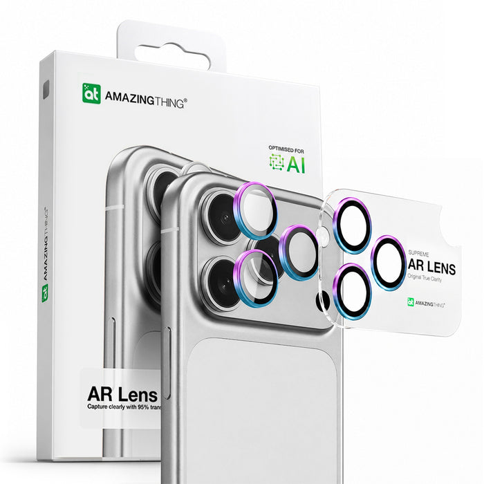 AmazingThing Lens Glass for iPhone 17 Pro / Pro Max with Rainbow Aluminum Frame