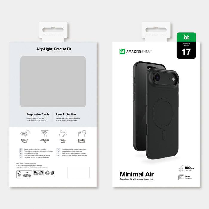 AmazingThing Minimal Air Case for iPhone 17 Air Compatible with MagSafe - Black