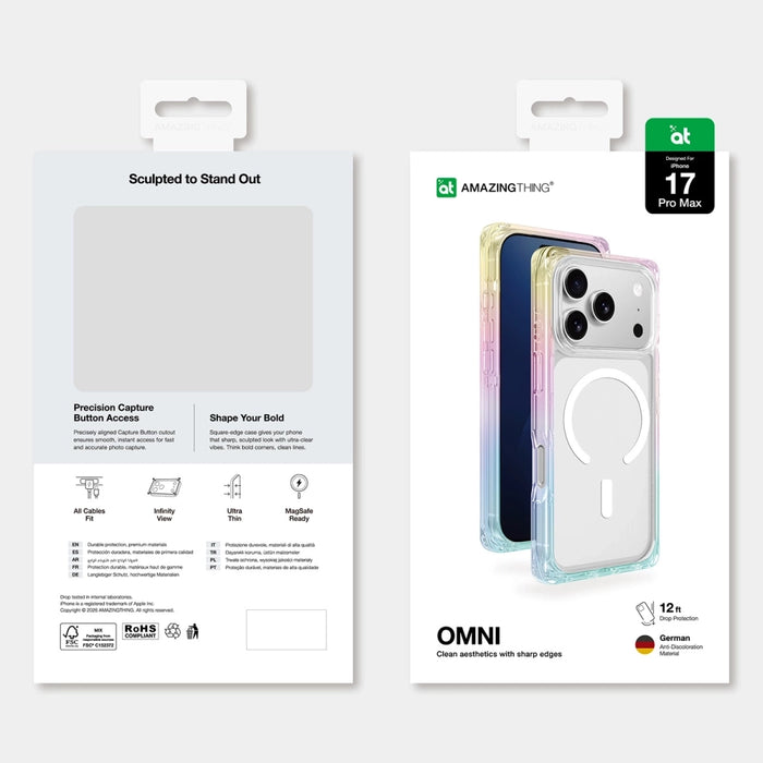 AmazingThing Omni case for iPhone 17 Pro compatible with MagSafe - transparent-rainbow