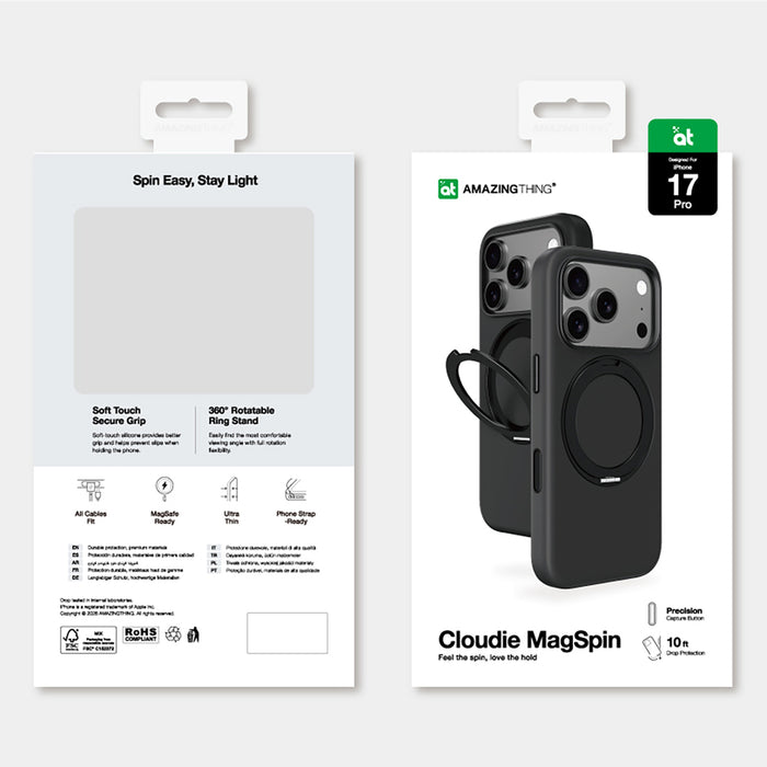 AmazingThing Cloudie iPhone 17 Pro Case with Stand - Black