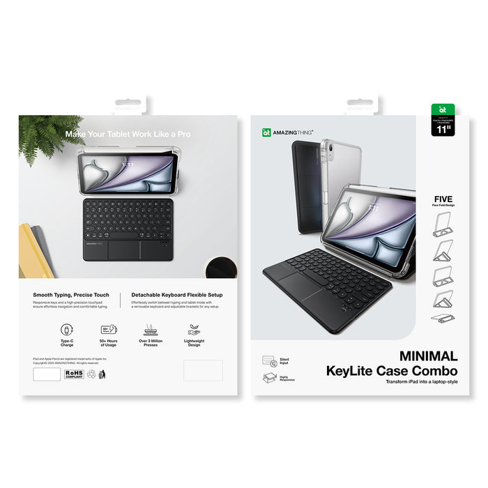 AmazingThing Minimal Case Keylite Combo Keyboard Case for iPad Air 13" M3/M4 (2025/2026) - Black