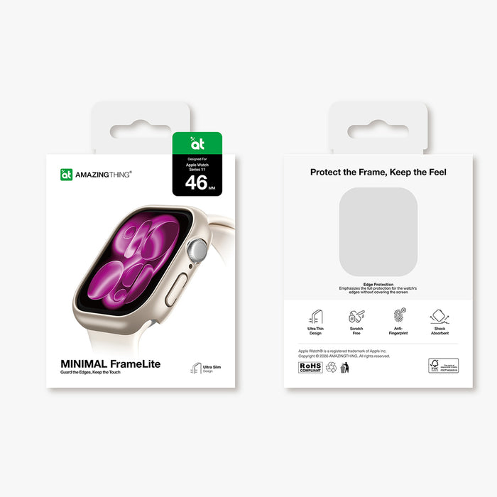 AmazingThing Minimal Protective Case for Apple Watch Series 11 46mm - Silver