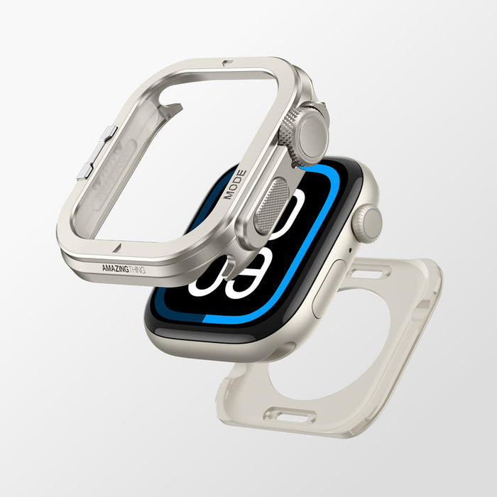 AmazingThing Titan Pro Metal Case for Apple Watch 11 46mm Aluminum - Titanium