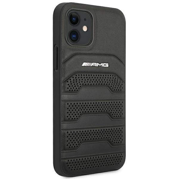 AMG Leather Debossed Lines case for iPhone 12 mini - black - Cell phone cases and covers<<<HurtelXML