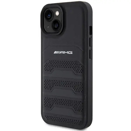 AMG Leather Debossed Lines case for iPhone 15 - black - Cell phone cases and covers<<<HurtelXML
