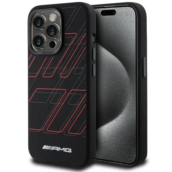 AMG Silicone Large Rhombuses Pattern MagSafe case for iPhone 15 Pro - black - Cell phone cases and covers<<<HurtelXML