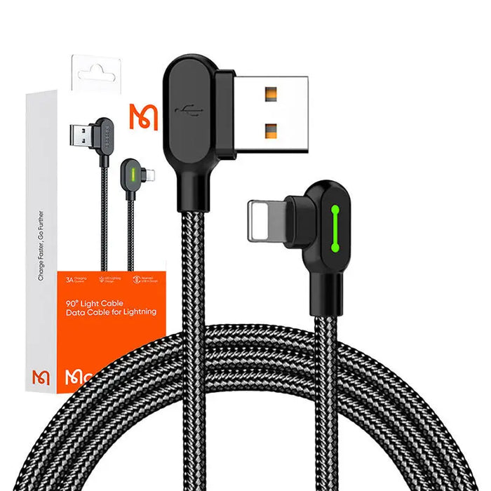 Angle USB Lightning Cable Mcdodo CA-4674 LED 0.5m (Black) - USB to Lightning<<<USB cables<<<GSM Accessories<<<InnproXML