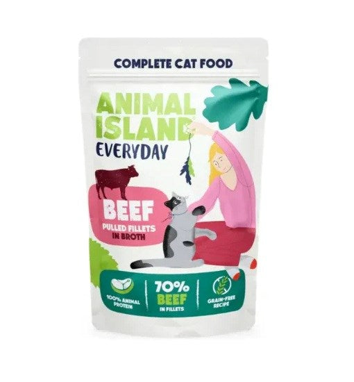 ANIMAL ISLAND Beef in broth - wet cat food - 40x85g