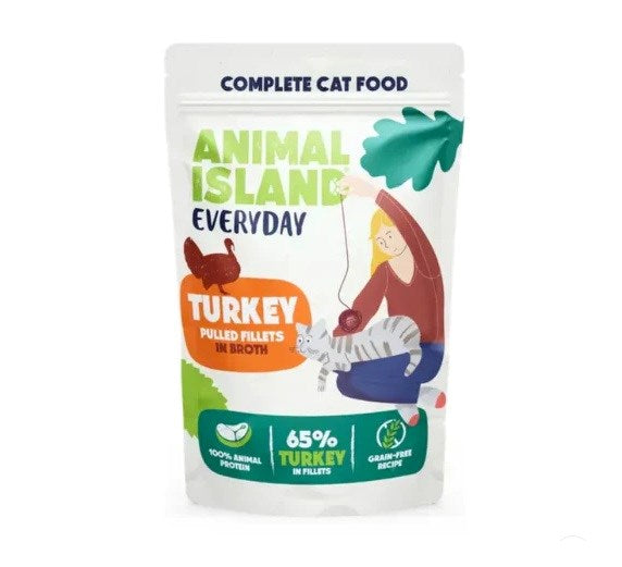 ANIMAL ISLAND Turkey in broth - wet cat food - 40x85g