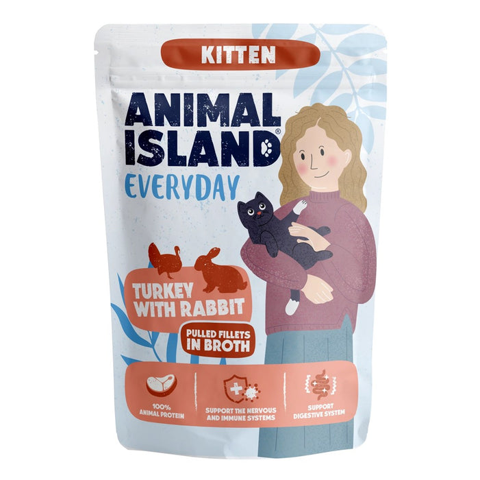ANIMAL ISLAND Everyday Kitten Turkey with rabbit in broth - wet cat food - 85g