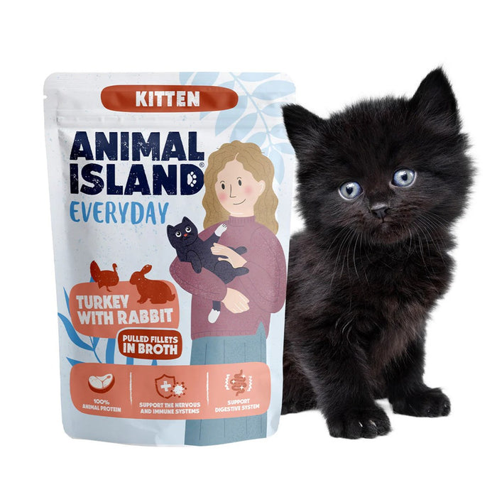 ANIMAL ISLAND Everyday Kitten Turkey with rabbit in broth - wet cat food - 85g
