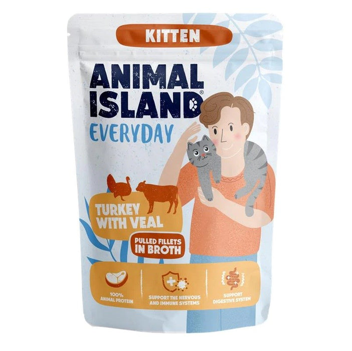 ANIMAL ISLAND Everyday Kitten Turkey with veal in broth - wet cat food - 85g
