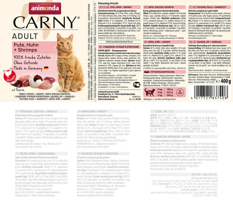 ANIMONDA Carny Adult Turkey, chicken and shrimp - wet cat food - 400g
