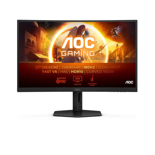 AOC CQ27G4X 27’’ Curved 1500R Fast VA WLED 2560x1440@180Hz 1ms GtG 0.5ms MPRT 300cd m/2 4000:1 80M:1 DCR Adaptive Sync