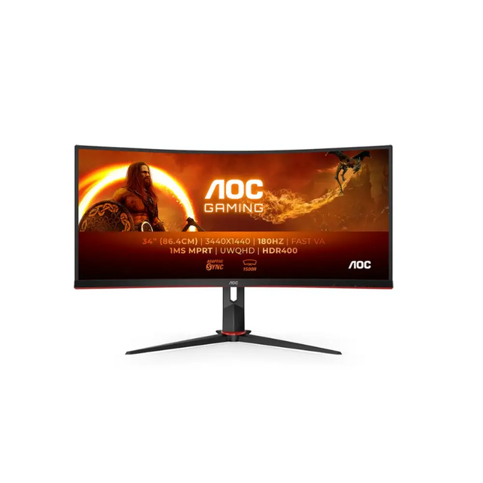 AOC CU34G2XP/BK 34’’ Curved 1500R VA WLED 3440x1440@180Hz 1ms GtG 1ms MPRT 430 cd/m2 4000:1 80M:1 DCR Tilt Height