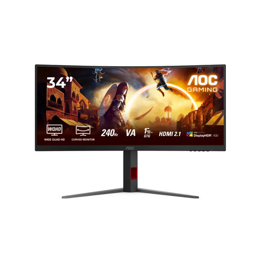 AOC CU34G4Z 34’’ Curved 1500R VA WLED 3440x1440@240Hz 1ms GtG 0.3ms MPRT 450cd m/2 2500:1 80M:1 DCR Adaptive Sync
