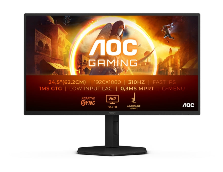 AOC 25G4SXU, 24.5" Fast IPS WLED, 1920x1080@300Hz/310Hz, 1ms GtG, 0.3ms MPRT, 1000:1, 80M:1 DCR, Adaptive Sync, FlickerFree, Low Blue Light, Tilt, Height Adjust, Pivot, Swivel, 2xHDMI, DP, USB hub