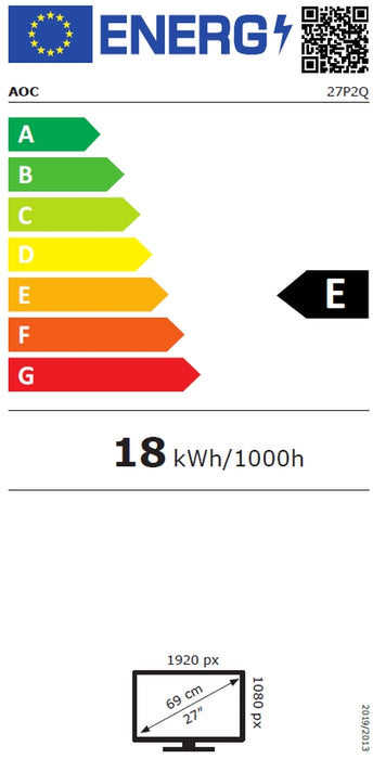 AOC 27P2Q, 27" IPS WLED, 1920x1080@75Hz, 4ms GtG, 300cd m/2, 1000:1, 50M:1 DCR, Adaptive Sync, FlickerFree, Low Blue Light, 2Wx2, Tilt, Height Adjust, Pivot, Swivel, D-SUB, DVI, HDMI, DP, USB hub