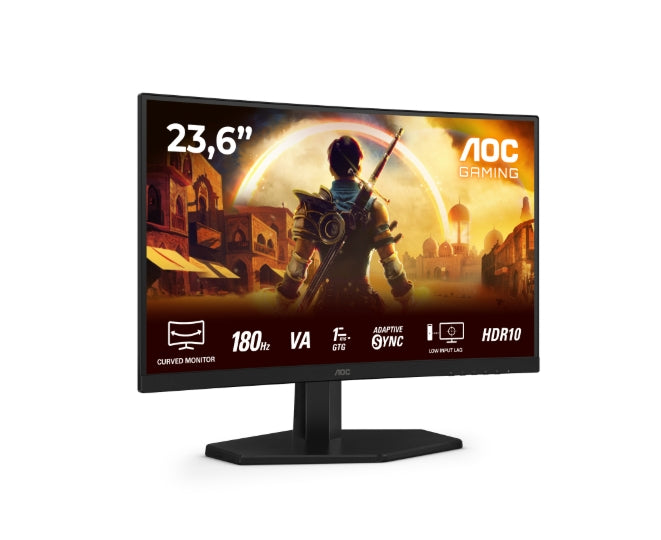 AOC C24G42E, 23.6" VA Curved 1500R, WLED, 1020x1080@180Hz, 4ms GtG, 0.5ms MPRT, 250cd m/2, 3000:1, 80M:1 DCR, Adaptive Sync, FlickerFree, Low Blue Light, 2Wx2, Tilt, 2xHDMI, DP