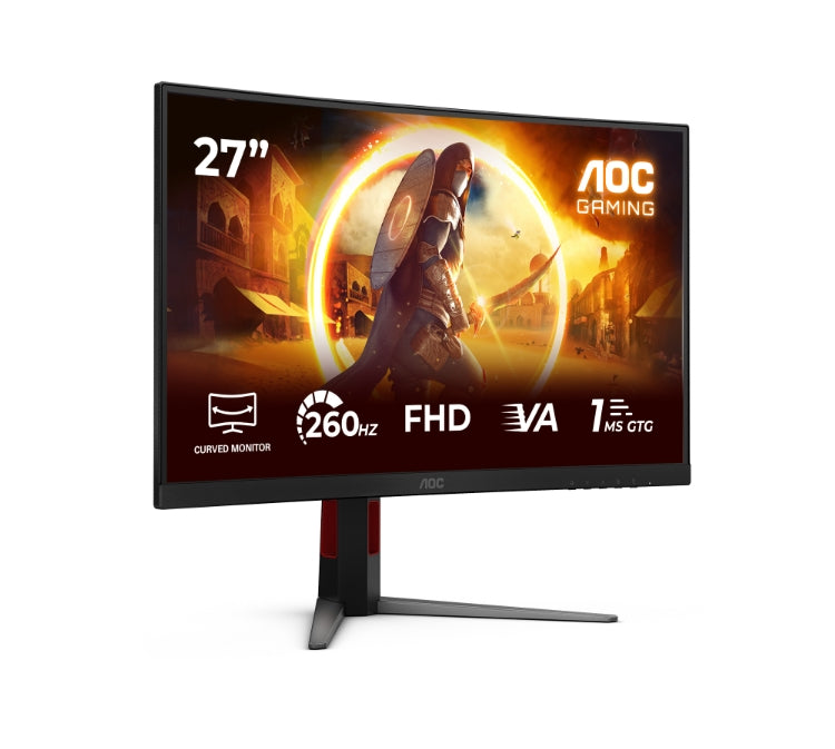 AOC C27G4Z2, 27" Curved 1500R, Fast VA, WLED, 1920x1080@260Hz (OC, Native 240Hz), 1ms GtG, 0.3ms MPRT, 300cd m/2, 3000:1, Adaptive Sync, FlickerFree, Low Blue Mode, Tilt, Height Adjust, Swivel, 2xHDMI, DP