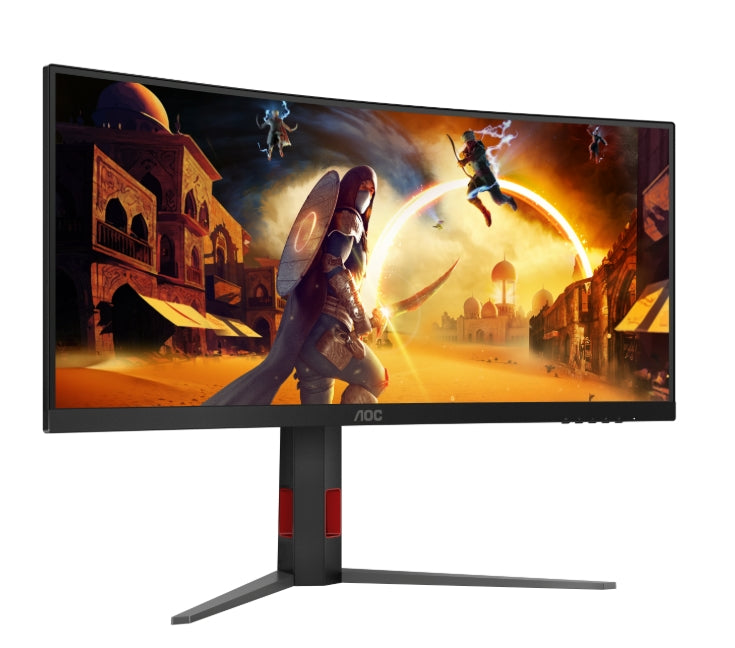 AOC CU34G4Z, 34" Curved 1500R, VA, WLED, 3440x1440@240Hz, 1ms GtG, 0.3ms MPRT, 450cd m/2, 2500:1, 80M:1 DCR, Adaptive Sync, FlickerFree, Low Blue Light, Tilt, Height Adjust, Pivot, Swivel, 2xHDMI, DP, USB hub