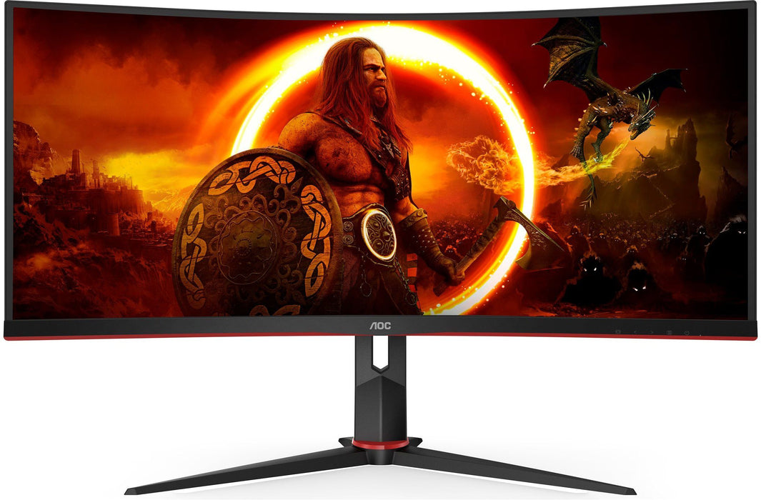 AOC CU34G2XP/BK, 34" Curved 1500R VA, WLED, 3440x1440@180Hz, 1ms GtG, 1ms MPRT, 430 cd/m2, 4000:1, 80M:1 DCR, Tilt, Height Adjust, Swivel, 2xHDMI, 2xDP, USB hub