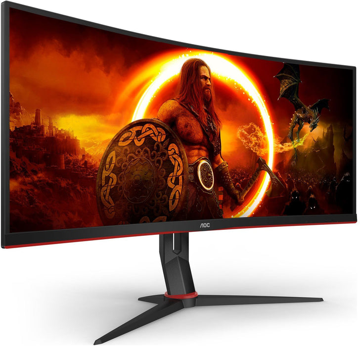 AOC CU34G2XP/BK, 34" Curved 1500R VA, WLED, 3440x1440@180Hz, 1ms GtG, 1ms MPRT, 430 cd/m2, 4000:1, 80M:1 DCR, Tilt, Height Adjust, Swivel, 2xHDMI, 2xDP, USB hub