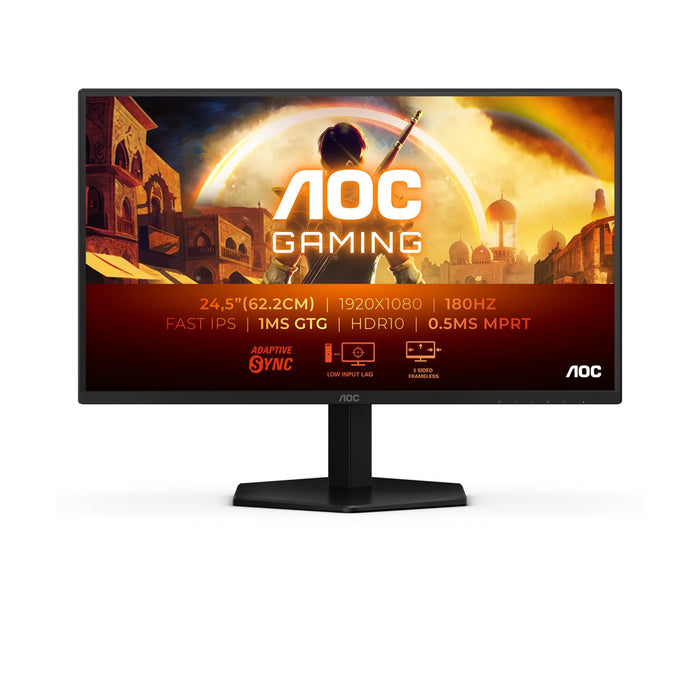 AOC 25G42E, 24.5" Fast IPS WLED, 1920x1080@180Hz, 1ms GtG, 0.5ms MPRT, 300cd m/2, 1000:1, 80M:1, Adaptive Sync, FlickerFree, Low Blue Light, Tilt, HDMI, DP