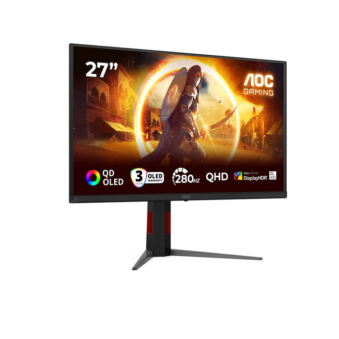 AOC Q27G4ZD, 27" QD-OLED, 2560x1440@280Hz, 0.03ms GtG, 1.5M:1, 1000cd m/2, Adaptive Sync, FlickerFree, Anti Blue Light, Tilt, Height Adjust, Pivot, Swivel, 2xHDMI, DP, USB hub
