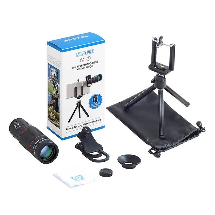 APEXEL APL-T18ZJ 18X camera lens with tripod (black) - Tripods and ring lights<<<stands<<<tripods<<<Selfie sticks<<<GSM