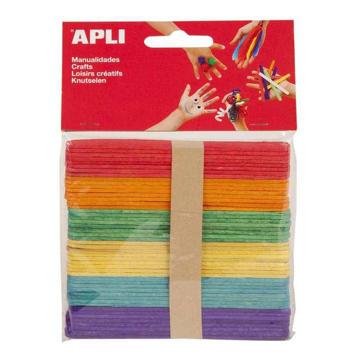 Materials for Handicrafts Apli Multicolour Wood 114 x 10 mm Iced lolly stick (5 Units) (50 Units)