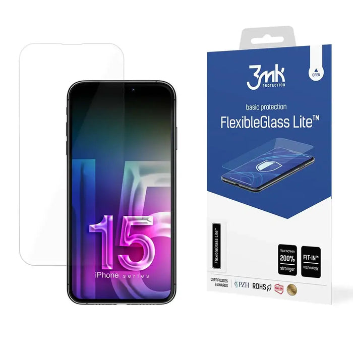 Apple iPhone 15 - 3mk FlexibleGlass Lite™ - Cell phone tempered glass<<<HurtelXML