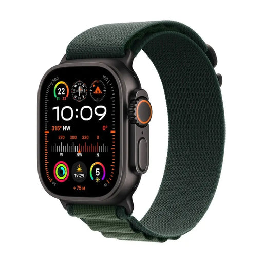 Apple Watch Ultra2 v2 Cellular 49mm Black Titanium Case with Dark Green Alpine Loop - Large - Watch<<<APPLE