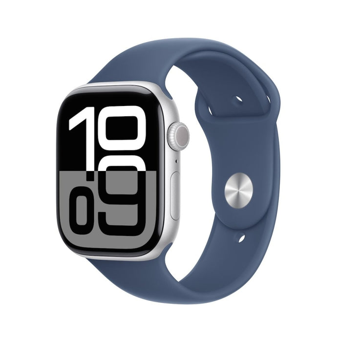 Apple Watch S10 Cellular 46mm Silver Alu Case with Denim Sport Band - S/M