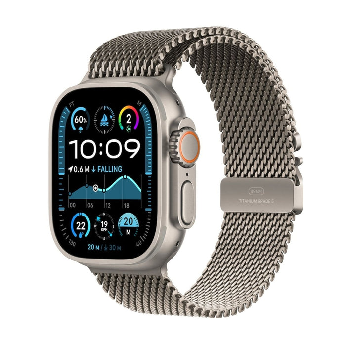 Apple Watch Ultra2 v2 Cellular 49mm Natural Titanium Case with Natural Titanium Milanese Loop - S