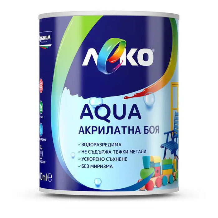 AQUA ACRYLATE PAINT GLOSS 600 ML ONYX LEKO - Алкидни и водоразтворими<<<Бои за метал и дърво<<<Бои и лакове<<<Praktiker