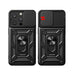 Armor Camshield Case with Stand and Camera Cover for iPhone 15 Pro Max Hybrid Armor Camshield - Black - Cell phone
