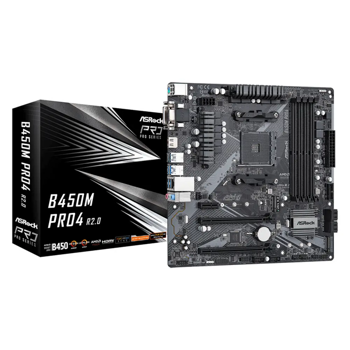 ASROCK B450M Pro4 R2.0 Motherboard - Дънни платки<<<Компютърни компоненти<<<ValiAPI&&&Дънни