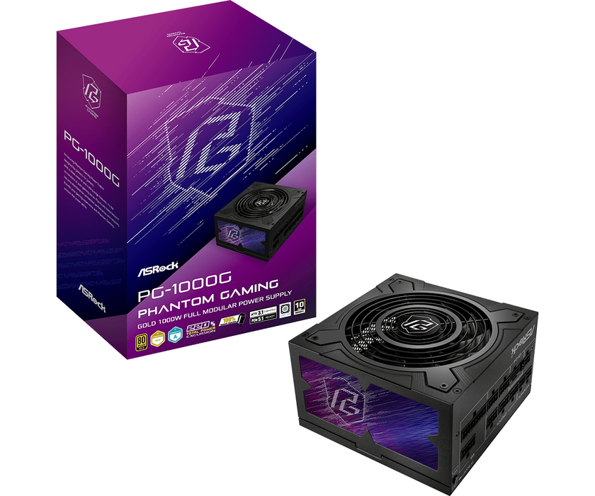 Power supply unit ASRock Phantom Gaming 1000W 80+ Gold, PCIe 5.1
