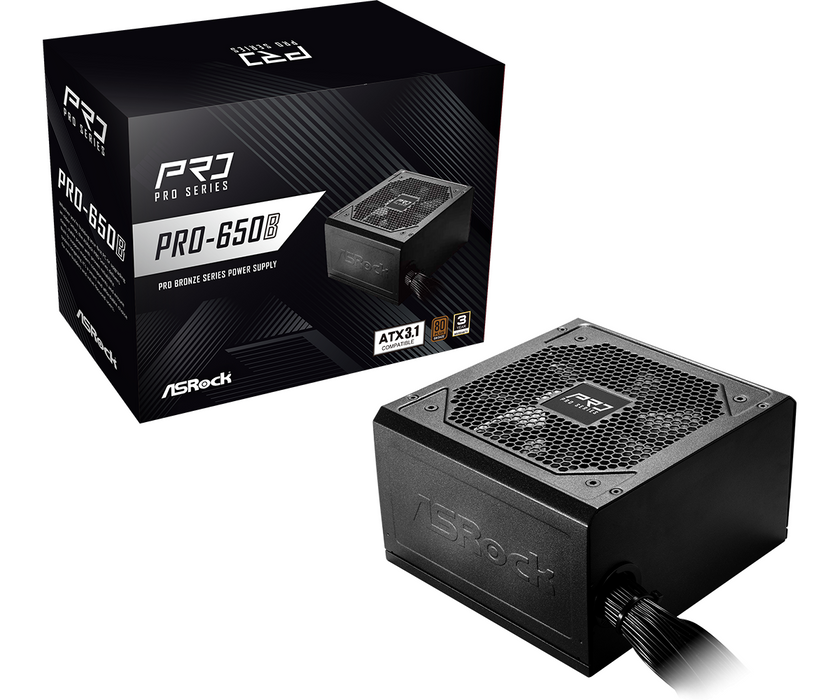 ASRock PRO-650B 650W 80+ Bronze ATX 3.1 Power Supply