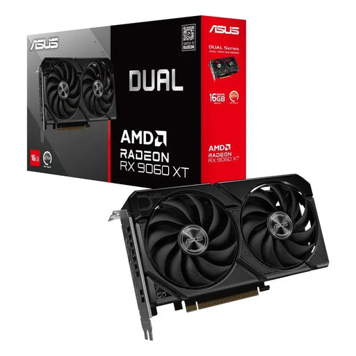 Asus Dual RX 9060XT 16GB GDDR6 - Видео карти<<<ASUS компоненти за компютри<<<ASUS<<<PolyComp&&&Graphics card (NVIDIA